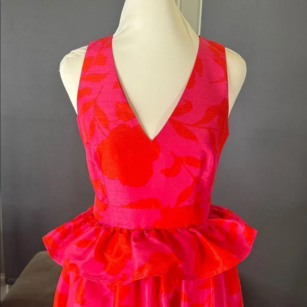 Women’s Kate Spade x Target Rose Peplum Pink Midi Dress V-Neck Size 00 NWOT